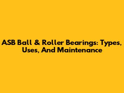 ASB Ball & Roller Bearings: Types, Uses, And Maintenance