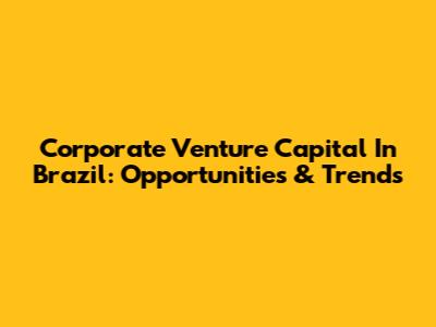 Corporate Venture Capital In Brazil: Opportunities & Trends