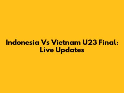 Indonesia Vs Vietnam U23 Final: Live Updates