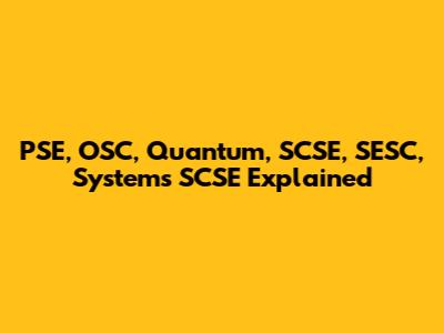 PSE, OSC, Quantum, SCSE, SESC, Systems SCSE Explained