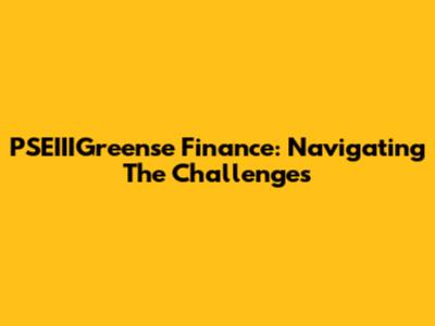 PSEIIIGreense Finance: Navigating The Challenges