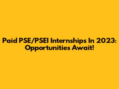 Paid PSE/PSEI Internships In 2023: Opportunities Await!