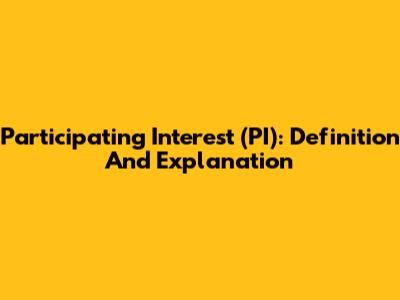 Participating Interest (PI): Definition And Explanation
