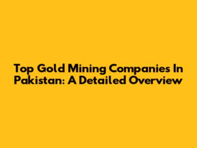Top Gold Mining Companies In Pakistan: A Detailed Overview