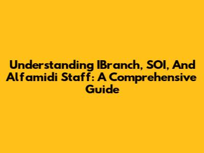 Understanding IBranch, SOI, And Alfamidi Staff: A Comprehensive Guide