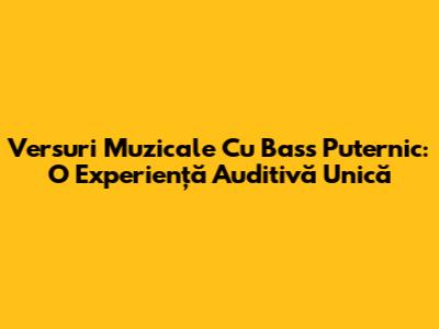 Versuri Muzicale Cu Bass Puternic: O Experiență Auditivă Unică