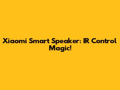 Xiaomi Smart Speaker: IR Control Magic!