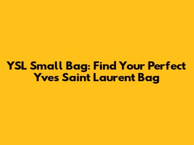 YSL Small Bag: Find Your Perfect Yves Saint Laurent Bag